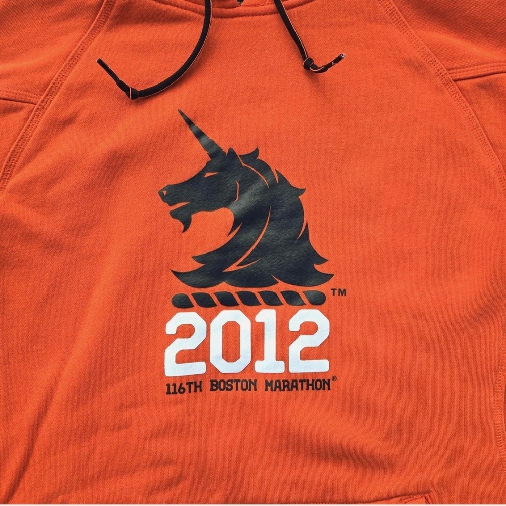 EUC Boston Marathon 2012 Adidas Orange Hoodie Sz Mens Med (Unisex) - Picture 3 of 13